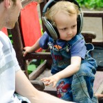 The toddler was listening to something dancey and DJ-ish